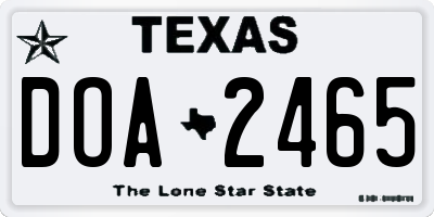 TX license plate DOA2465