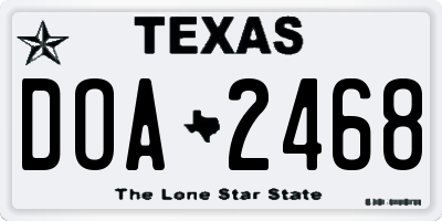 TX license plate DOA2468