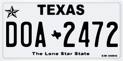 TX license plate DOA2472