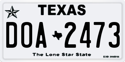 TX license plate DOA2473
