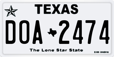 TX license plate DOA2474