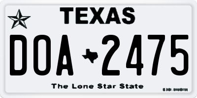 TX license plate DOA2475