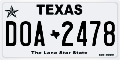 TX license plate DOA2478