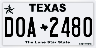 TX license plate DOA2480