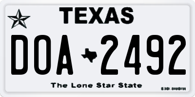 TX license plate DOA2492