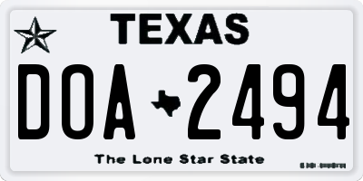 TX license plate DOA2494