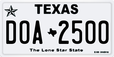 TX license plate DOA2500