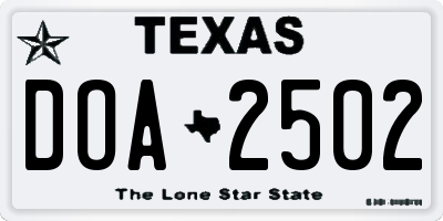 TX license plate DOA2502