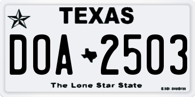 TX license plate DOA2503