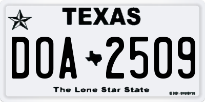 TX license plate DOA2509