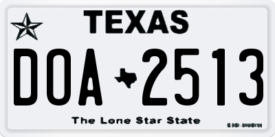 TX license plate DOA2513