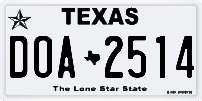 TX license plate DOA2514