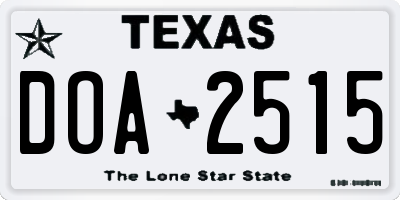 TX license plate DOA2515