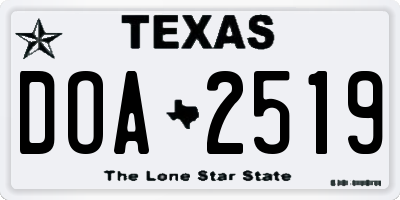 TX license plate DOA2519