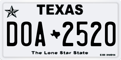 TX license plate DOA2520