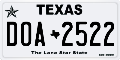 TX license plate DOA2522