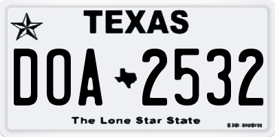 TX license plate DOA2532
