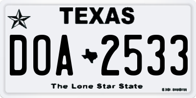 TX license plate DOA2533