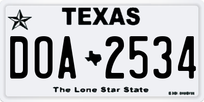 TX license plate DOA2534