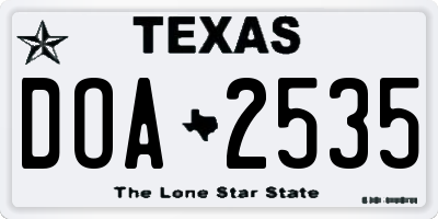 TX license plate DOA2535