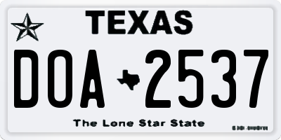 TX license plate DOA2537