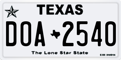 TX license plate DOA2540