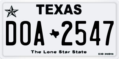 TX license plate DOA2547