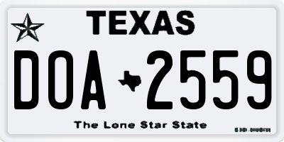 TX license plate DOA2559