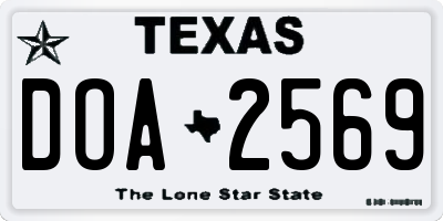 TX license plate DOA2569
