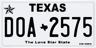 TX license plate DOA2575
