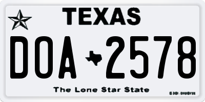 TX license plate DOA2578