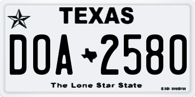 TX license plate DOA2580