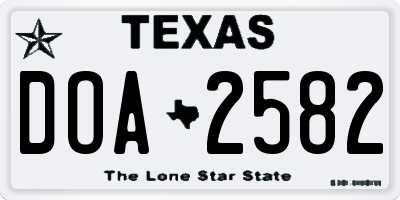 TX license plate DOA2582