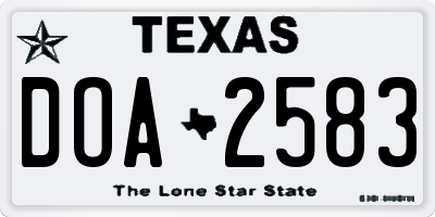 TX license plate DOA2583