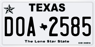TX license plate DOA2585