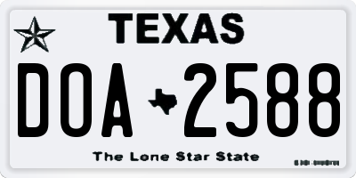 TX license plate DOA2588