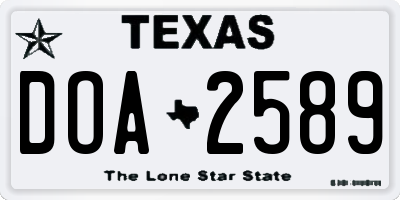 TX license plate DOA2589