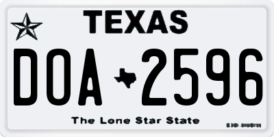 TX license plate DOA2596