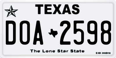 TX license plate DOA2598