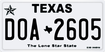 TX license plate DOA2605