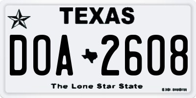 TX license plate DOA2608