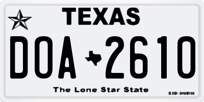 TX license plate DOA2610