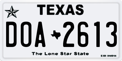 TX license plate DOA2613