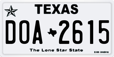 TX license plate DOA2615