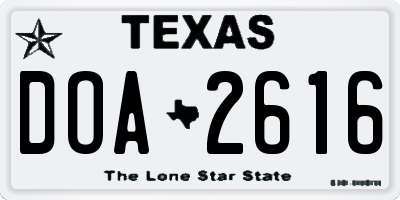TX license plate DOA2616