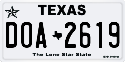 TX license plate DOA2619