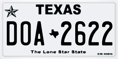 TX license plate DOA2622