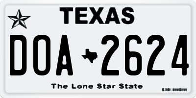 TX license plate DOA2624