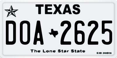 TX license plate DOA2625