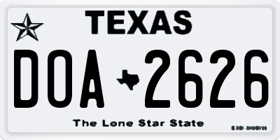TX license plate DOA2626